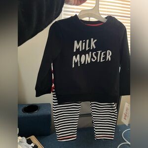 Cat & Jack Black Shirt with Orange Trim & Matching Joggers